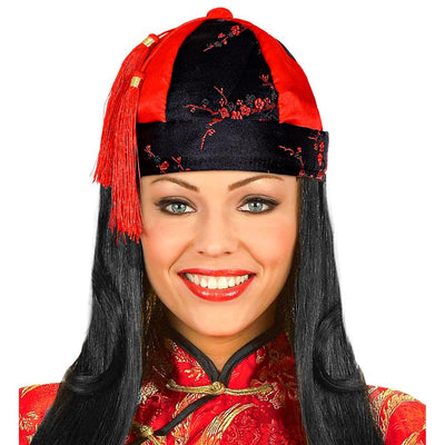 Chinesenhut | rot/schwarz
