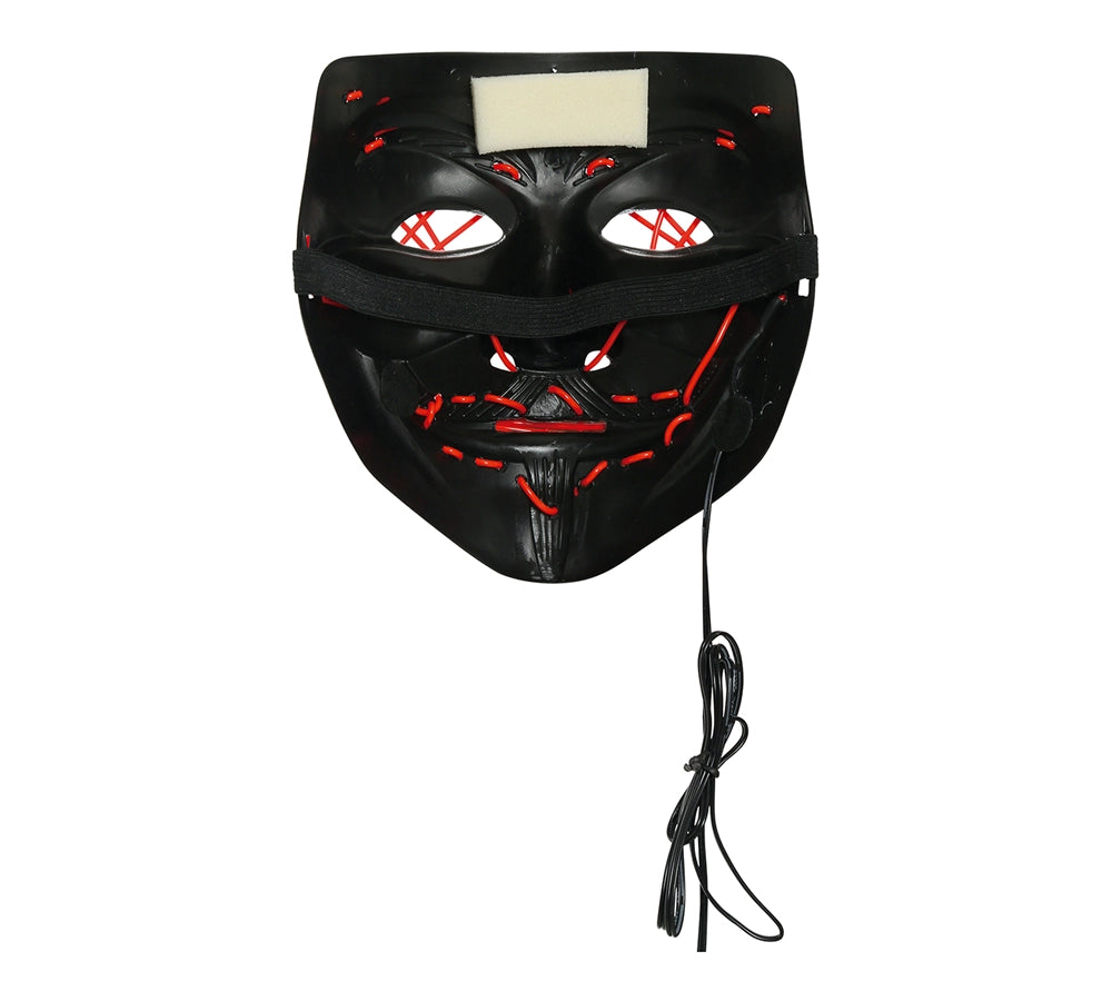 Horror LED-Maske mit genähten Augen Pink