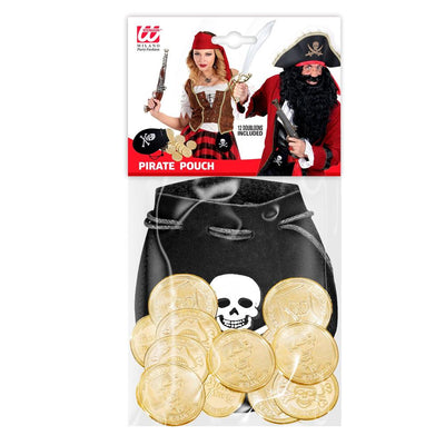 Piratenbeutel mit 12 Gold-Münzen