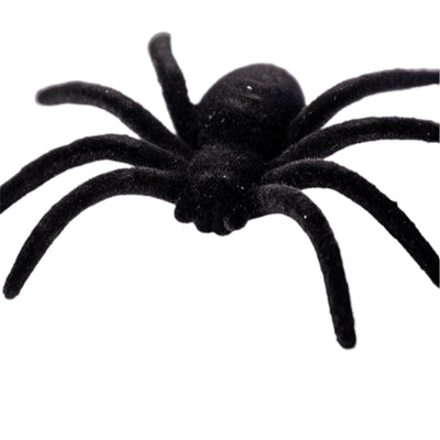 6 beflockte schwarze Spinnen 7cm-Carnival Toys-Deinparadies.ch