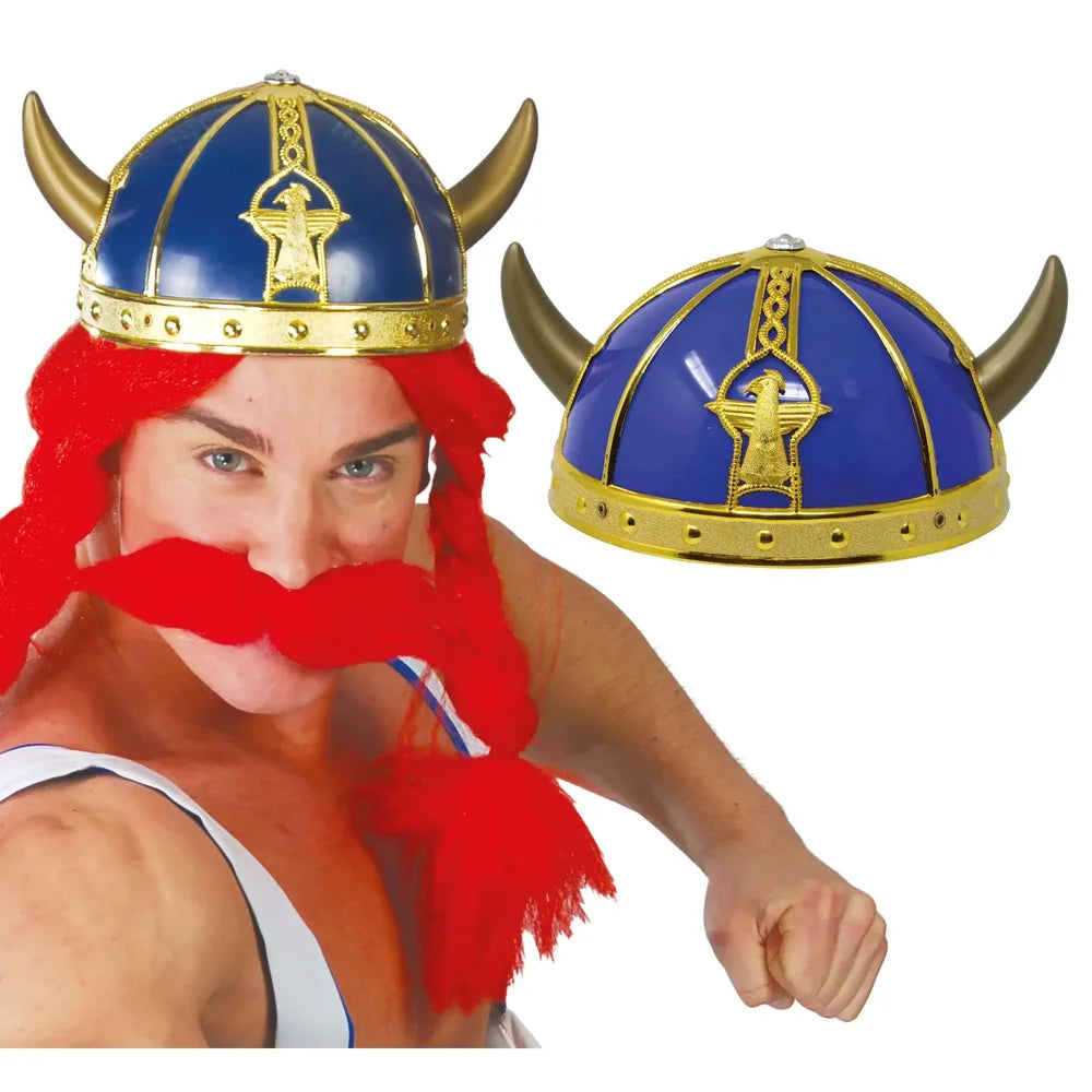 Blauer Gallierhelm mit Hörnern-Guirca-Deinparadies.ch