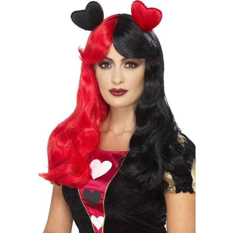Cosplay Wig Rot-Schwarz mit Herzen Smiffys bei Deinparadies.ch