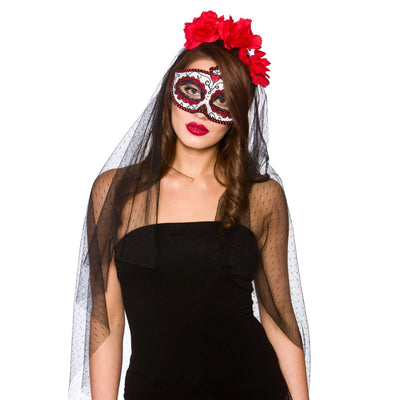 Day of the Dead Deluxe Maske mit Schleier-Wicked-Deinparadies.ch