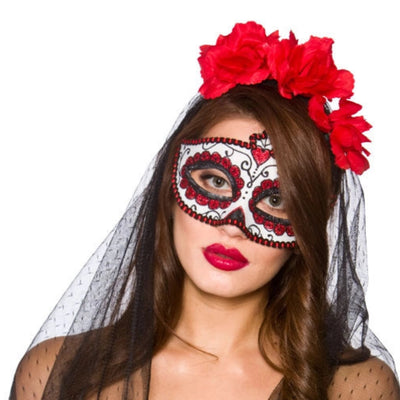 Day of the Dead Deluxe Maske mit Schleier-Wicked-Deinparadies.ch