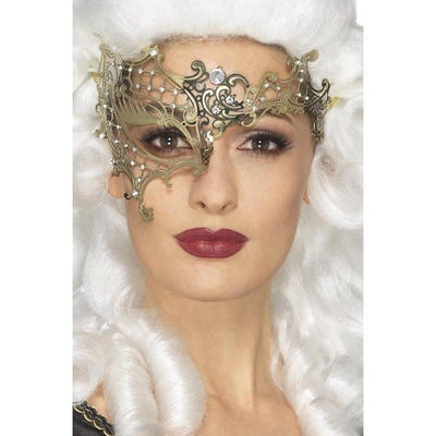 Filigrane Metall-Halbmaske gold Smiffys bei Deinparadies.ch