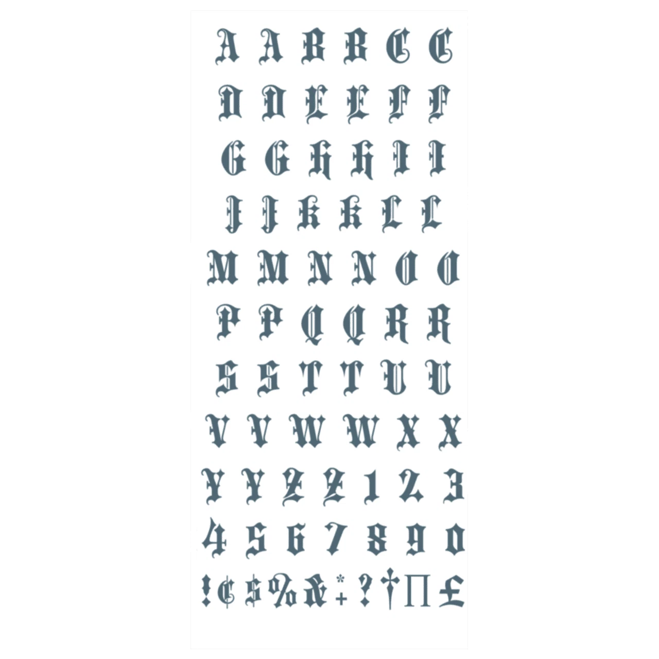 Fingertattoos Old English Alphabet | Klebetattoos-Tinsley Transfers-Deinparadies.ch