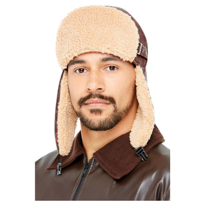 Fliegermütze Pilot mit Schnalle | Kunstleder