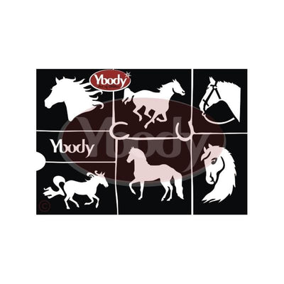 Glitzertattoo Schablone A5 | Pferde Ybody bei Deinparadies.ch
