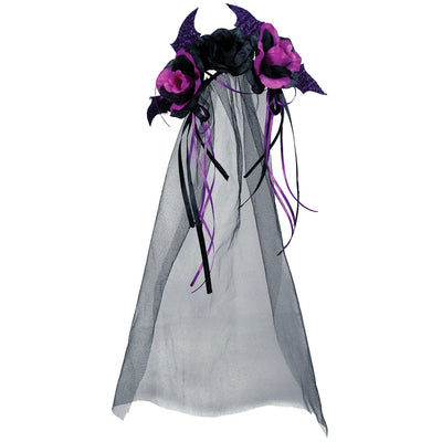 Haarreif lila Blumen mit Schleier-Guirca-Deinparadies.ch