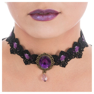 Halsband Gothic mit violetten Steinen Chaks bei Deinparadies.ch