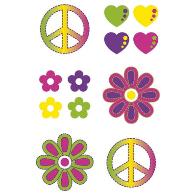 Hippie-Klebetattoos Set | Klebetattoos Smiffys bei Deinparadies.ch