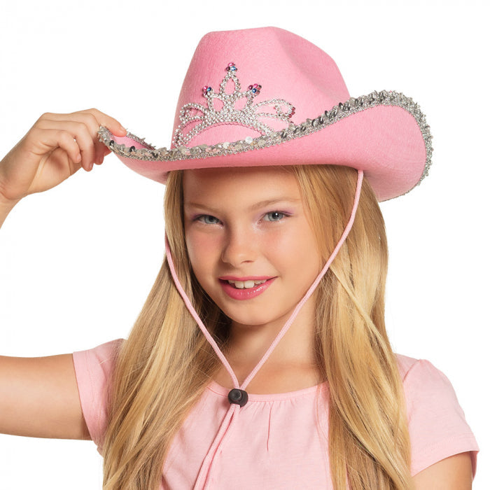 Kinder-Partyhut Rodeo mit Strasssteinen | pink Boland bei Deinparadies.ch