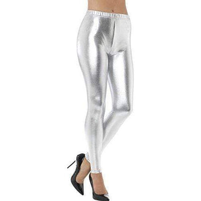 Metallische 80er Jahre Leggins silber Smiffys bei Deinparadies.ch