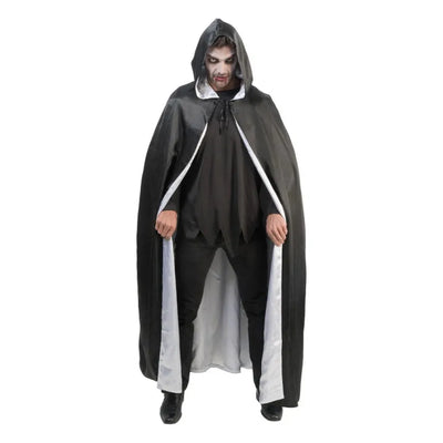 Satinumhang mit Kaputze | weiss/schwarz-Chaks-Deinparadies.ch