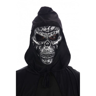 Silberne Totenkopfmaske mit Haube Chaks bei Deinparadies.ch