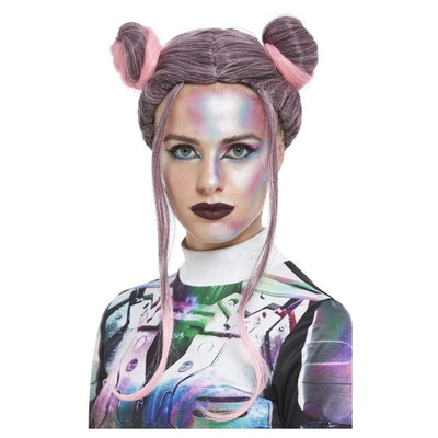Space Buns Perücke, schwarz-pink Smiffys bei Deinparadies.ch