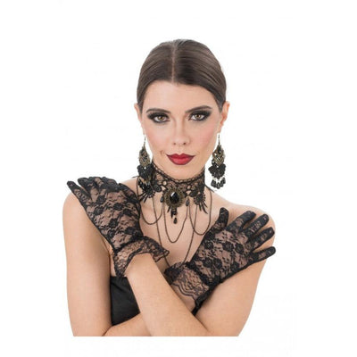 Spitzenhalsband mit Ohrringen, Handschuhen-Chaks-Deinparadies.ch