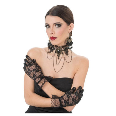 Spitzenhalsband mit Ohrringen, Handschuhen-Chaks-Deinparadies.ch