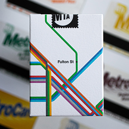 WHITE EDITION FULTON STREET MTA PLAYING CARDS (1972 VIGNELLI MAP EDITION)-FULTONS Playing Cards-Deinparadies.ch