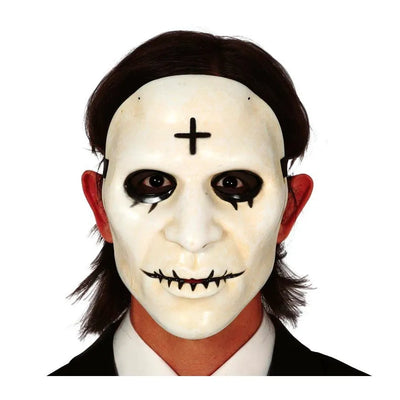 Weisse Horrormaske Mann mit Kreuz-Guirca-Deinparadies.ch