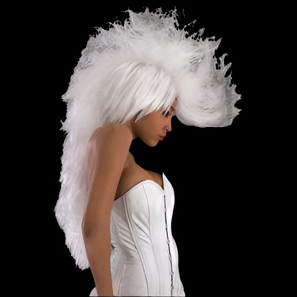 Punker comb wig Lang Weiss