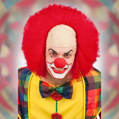 Clownperücke mit Glatze rot