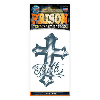 Faith Kreuz Gefängnistattoo | Klebetattoos Tinsley Transfers bei Deinparadies.ch