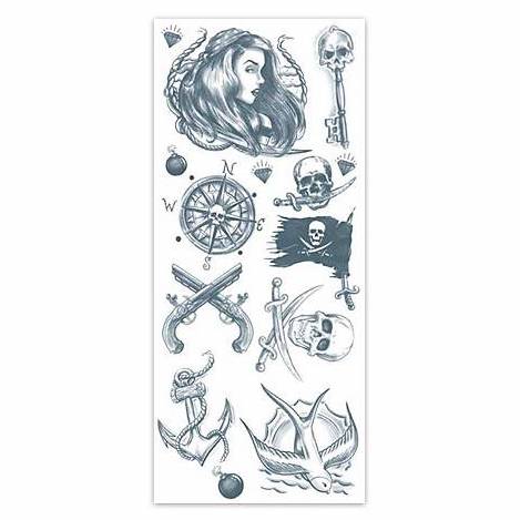 Piratenmotive Tattooset | Klebetattoos Tinsley Transfers bei Deinparadies.ch