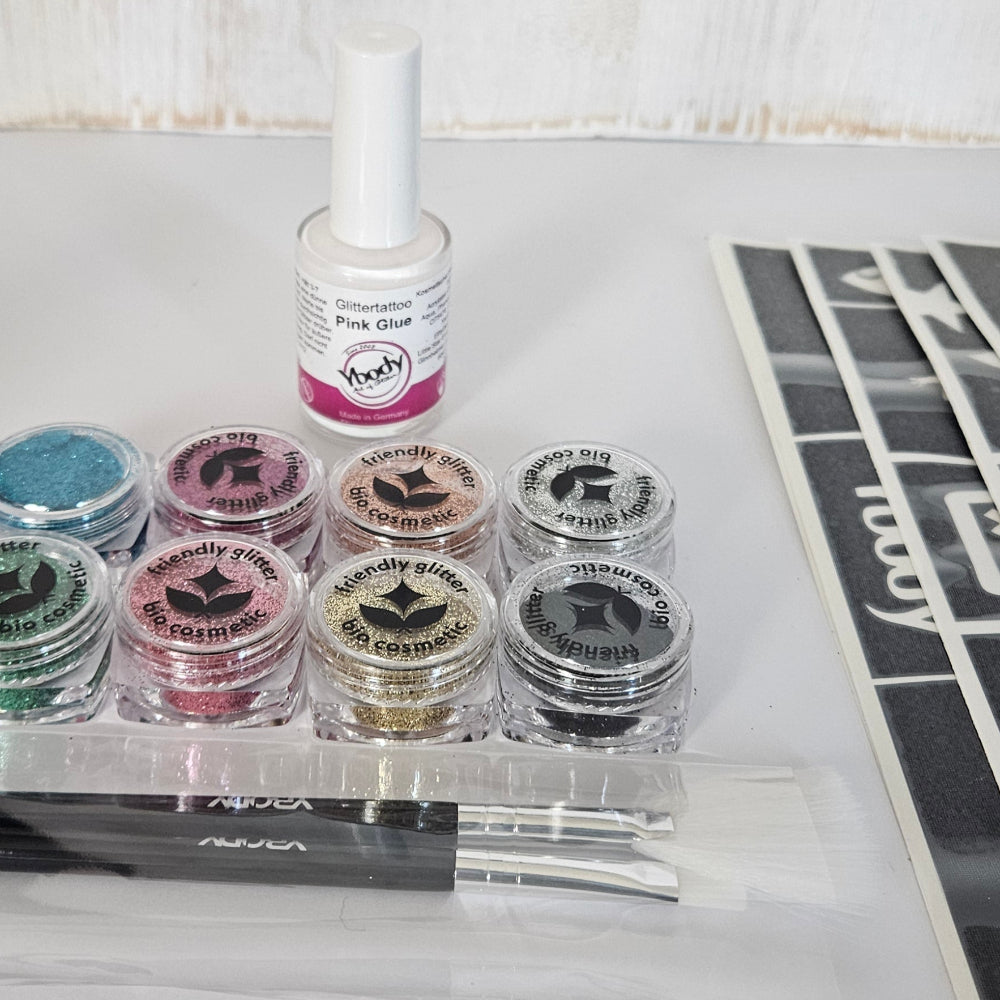 Ensemble de tatouages de paillettes de fête ybody