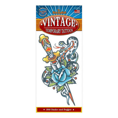 Schlange und Dolch Tattoo | Klebetattoos Tinsley Transfers bei Deinparadies.ch