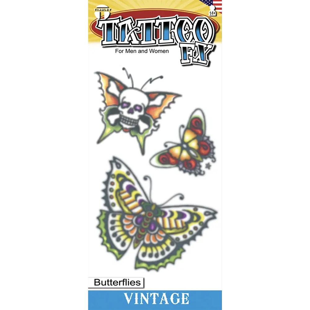 Vintage Butterflies Tattoo | Klebetattoos Tinsley Transfers bei Deinparadies.ch