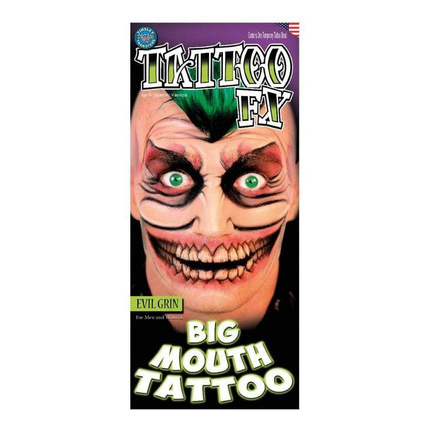 Big Mouth Tattoo Smile Harmful | Klebetattoos Tinsley Transfers bei Deinparadies.ch