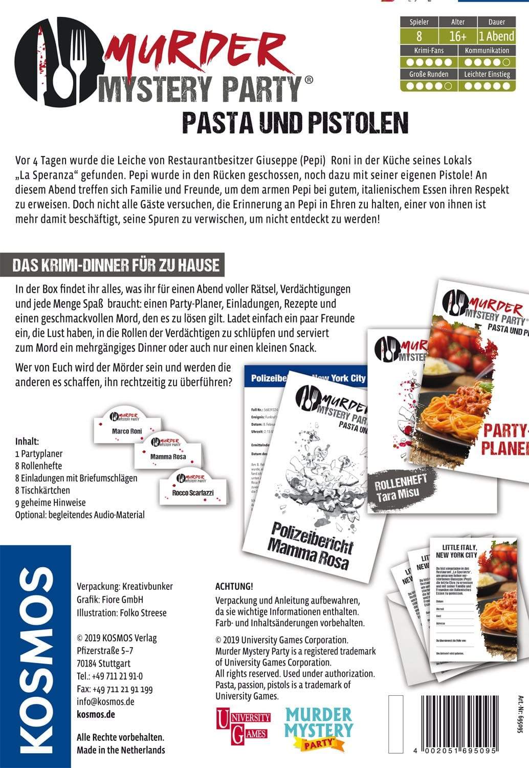 Murder Mystery Party - Pasta & Pistolen Kosmos bei Deinparadies.ch