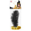 Pailetten-Stirnband mit Feder | gold