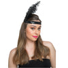 Pailletten Kopfband mit Feder schwarz