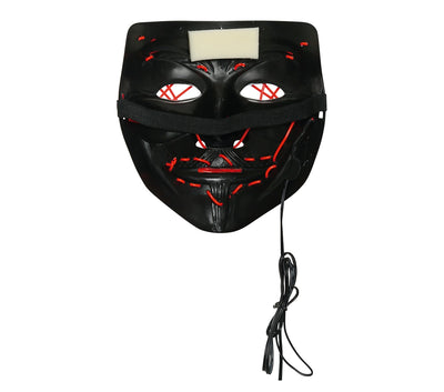 Horror LED-Maske mit genähten Augen Weiss
