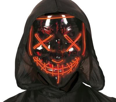 Horror LED-Maske mit genähten Augen Rot