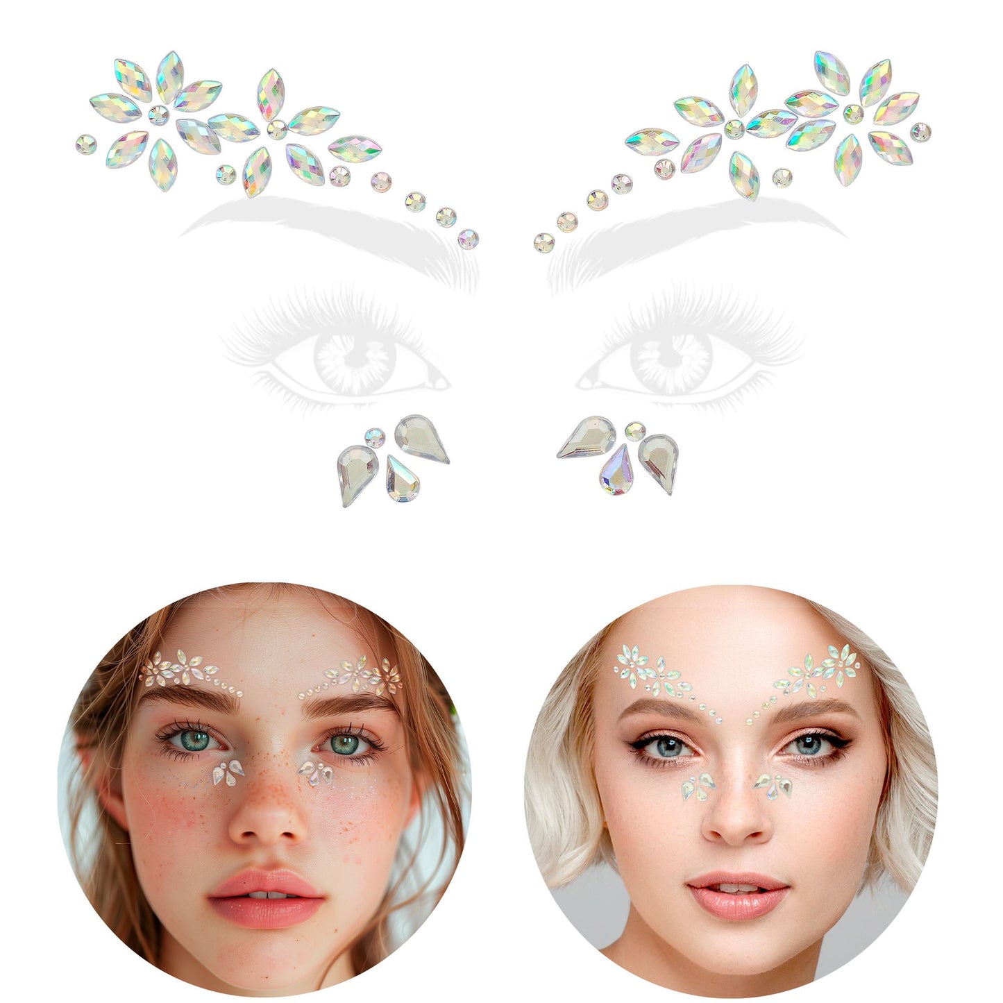 Glitzersteine fürs Gesicht |  Blumen