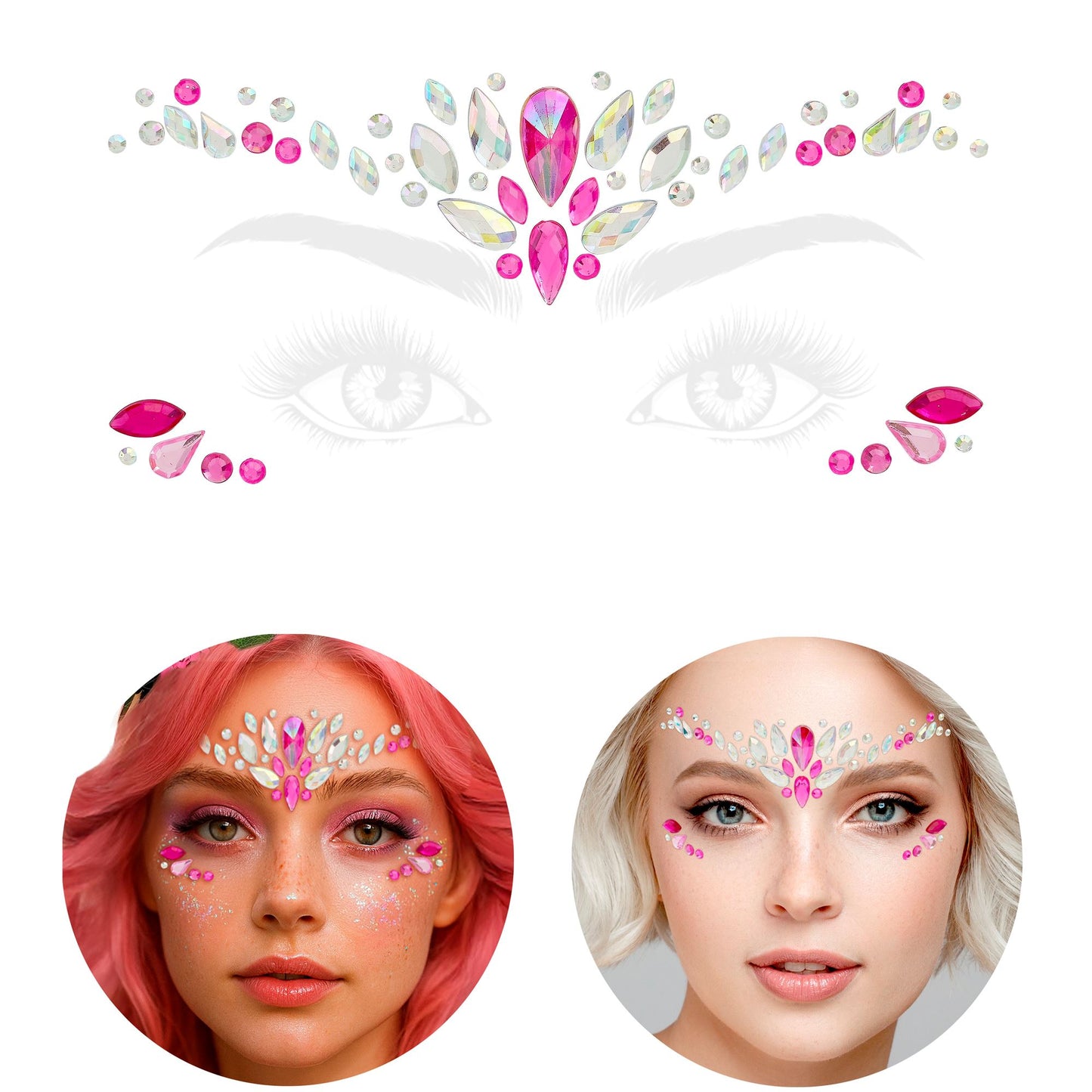 Glitzersteine fürs Gesicht |  Charm Rosa