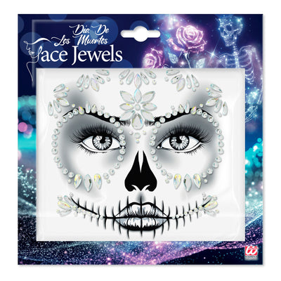 Glitzersteine fürs Gesicht |  Totenkopf Silber