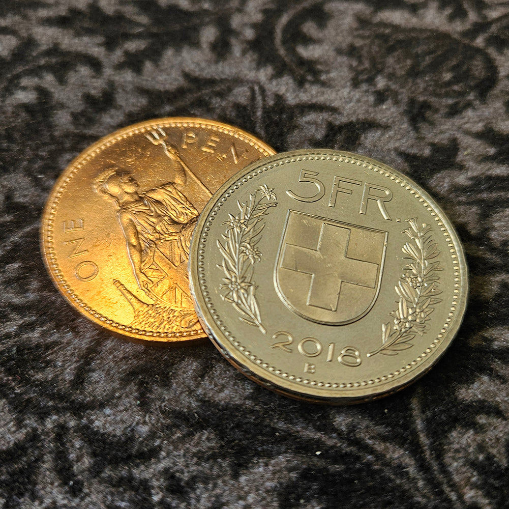 Copper silver coin (5 fr-penny)