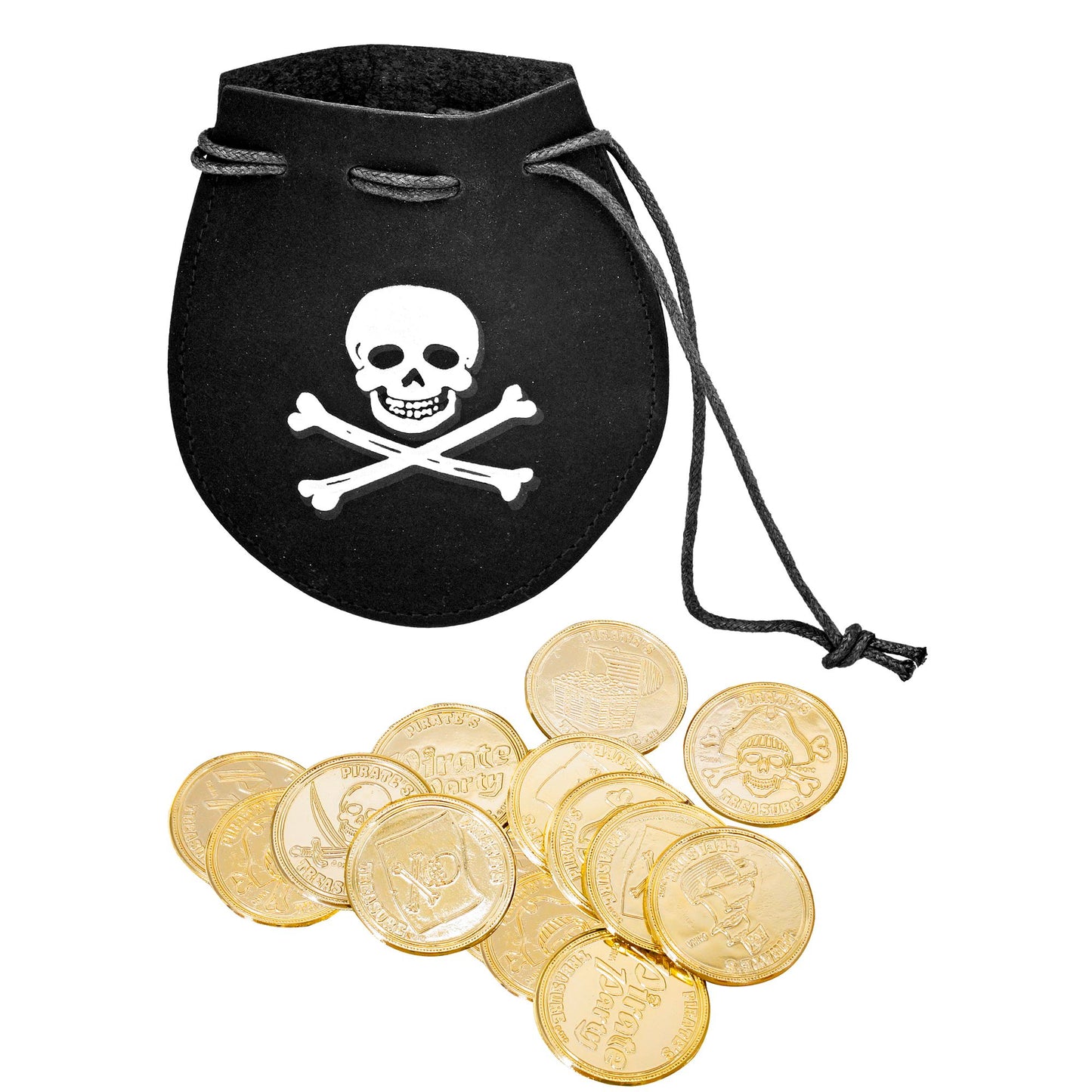Piratenbeutel mit 12 Gold-Münzen