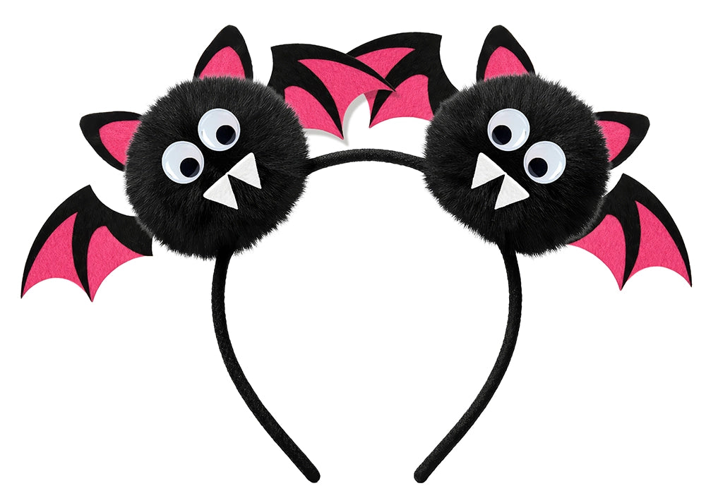 Niedliche Fledermaus Haarreif rosa/schwarz