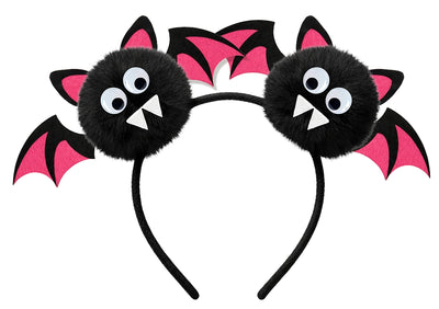 Niedliche Fledermaus Haarreif rosa/schwarz