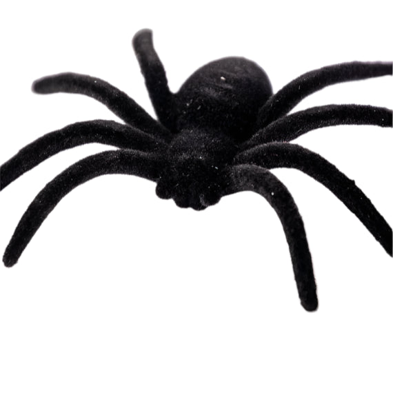 6 beflockte schwarze Spinnen 7cm-Carnival Toys-Deinparadies.ch