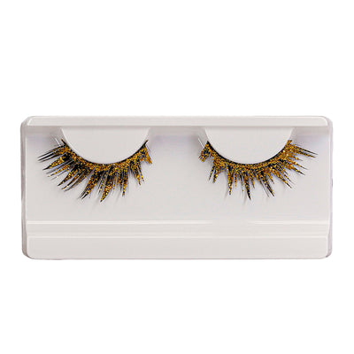 Glänzende Wimpern mit Kleber | gold