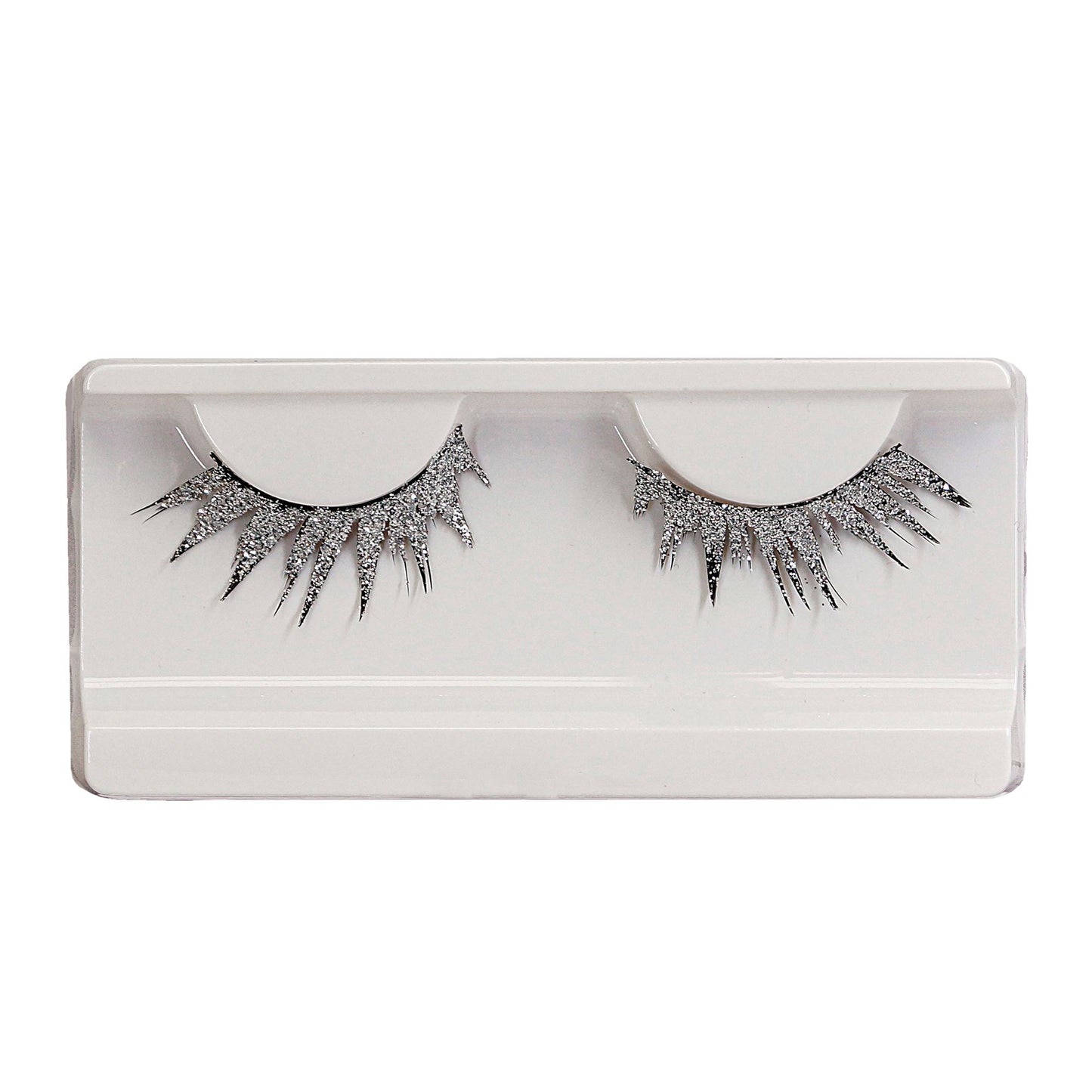 Glänzende Wimpern mit Kleber | silber