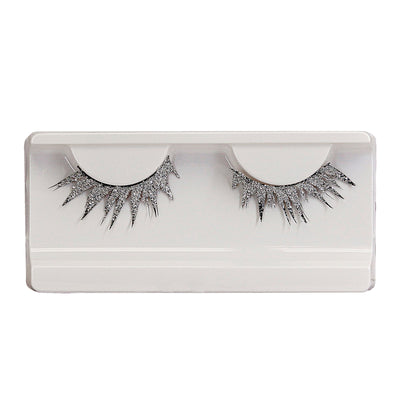 Glänzende Wimpern mit Kleber | silber