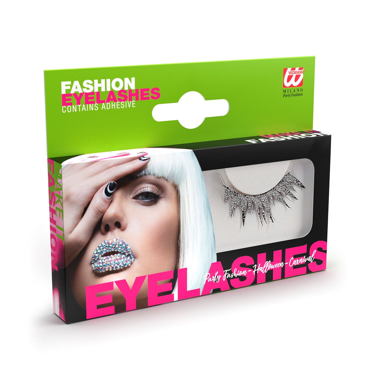 Glänzende Wimpern mit Kleber | silber