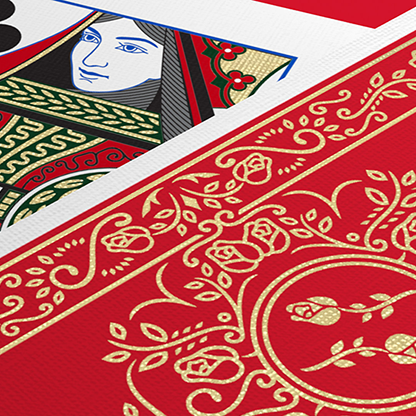 Red Roses Gold Foil Playing Cards (Fully Marked)